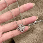 Clover Spark – S925 Silver Pavé Necklace Set