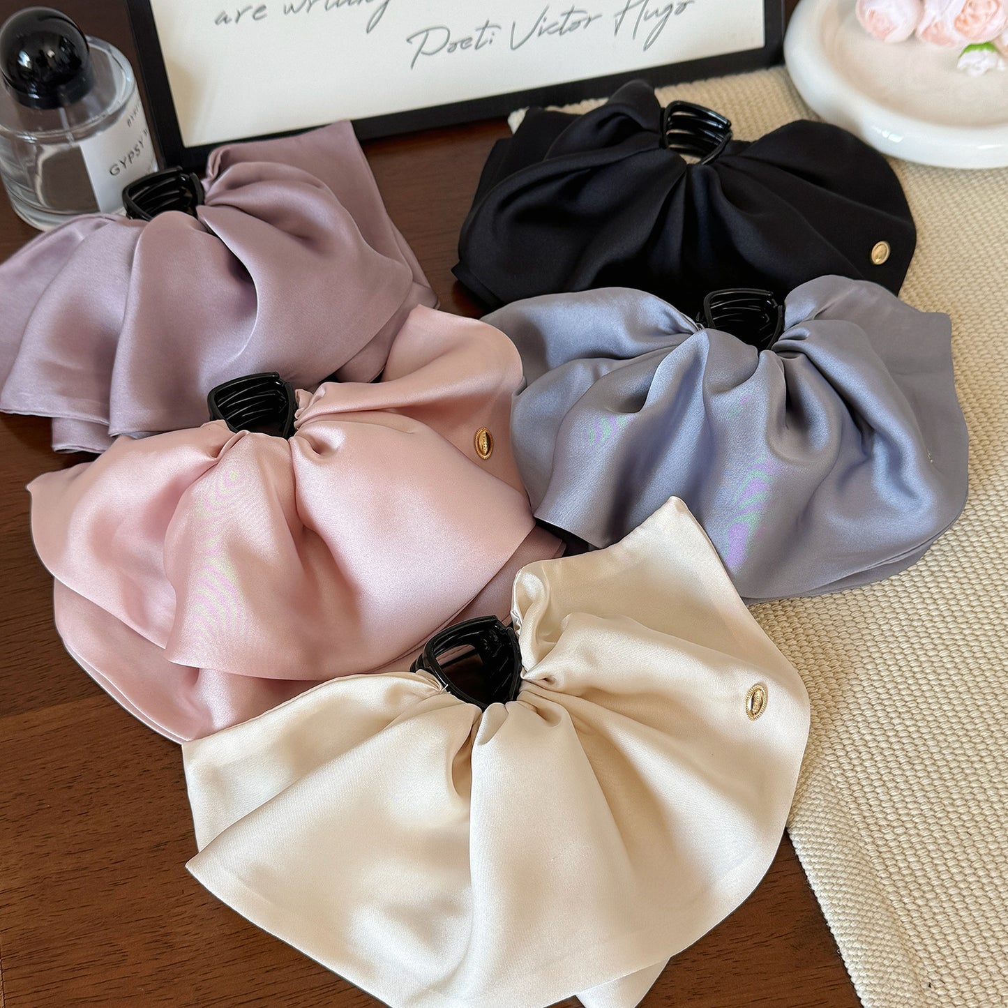 Satin Bow Ponytail Claw Clip