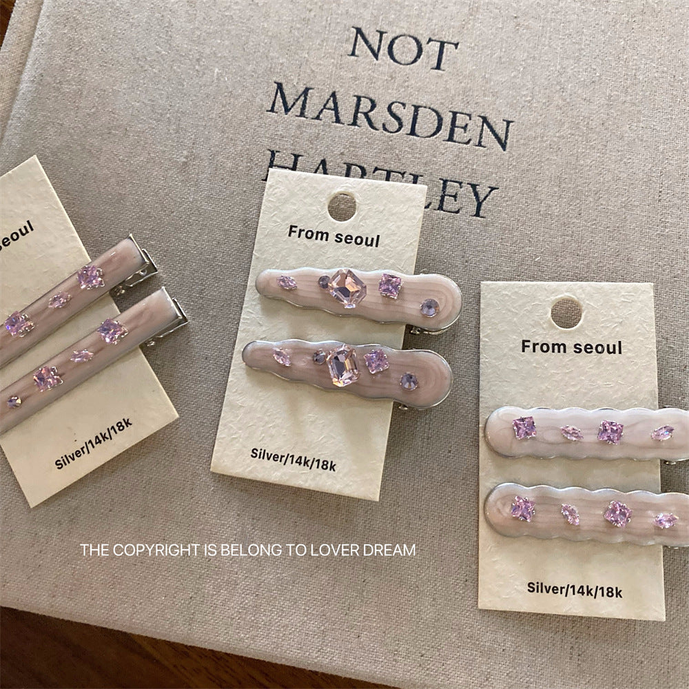 Pink Rhinestone Geometric Hair Clip