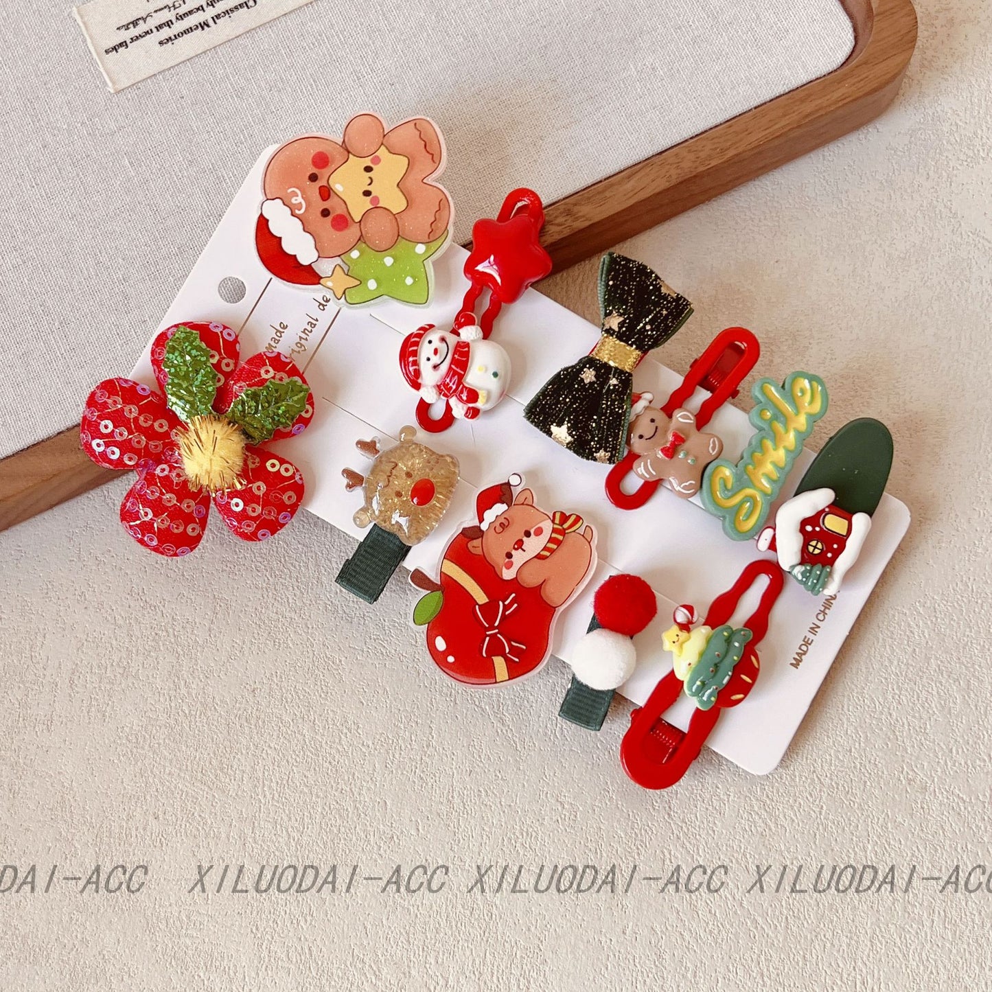 Kids Christmas Santa Hair Clip Set