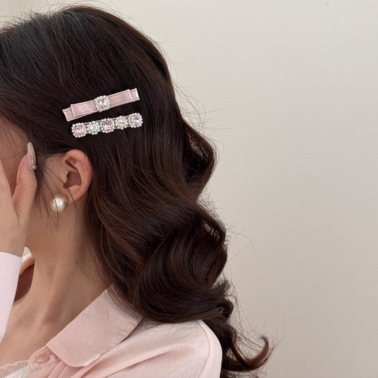 Satin Stone Bow Hair Clip