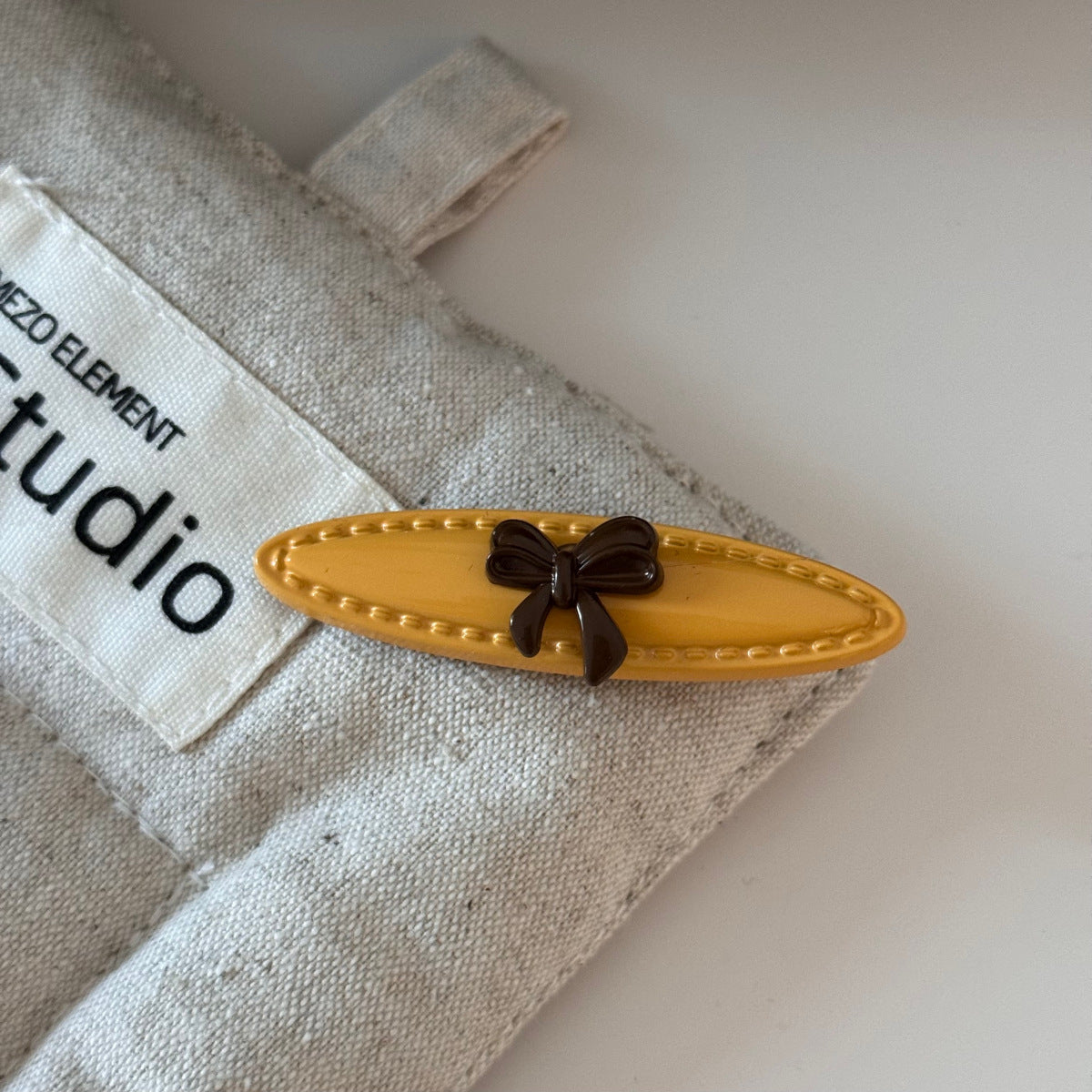 Yellow Coffee Bow Hair Clip