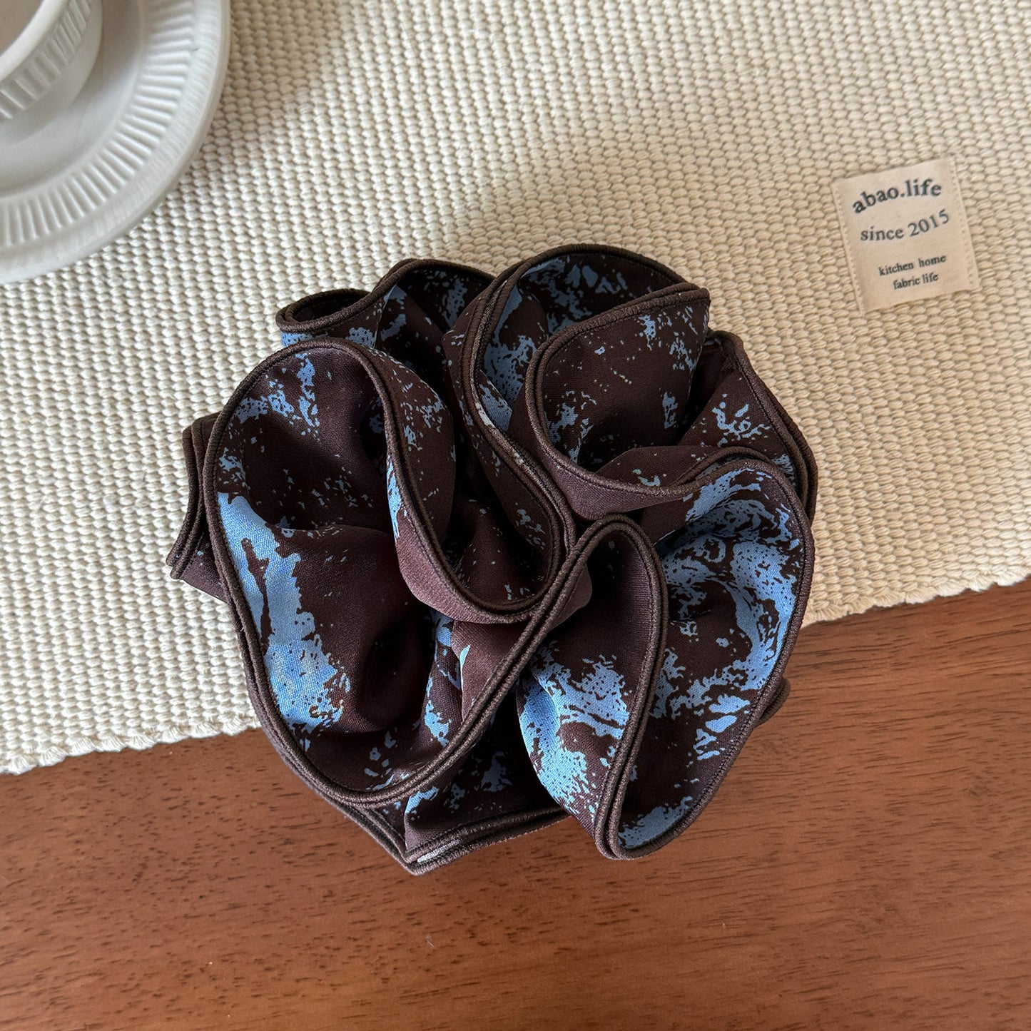 Forest Blue Floral Hair Scrunchie