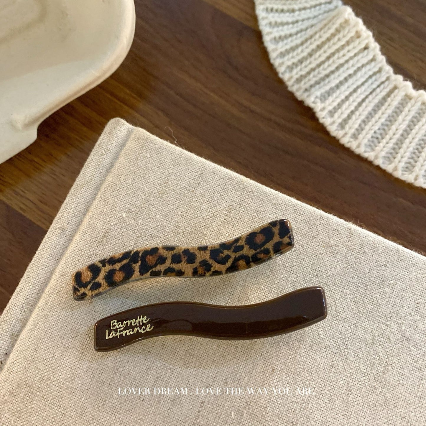 Gold Letter Leopard Hair Clip