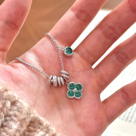 Paraiba Clover Pendant Necklace