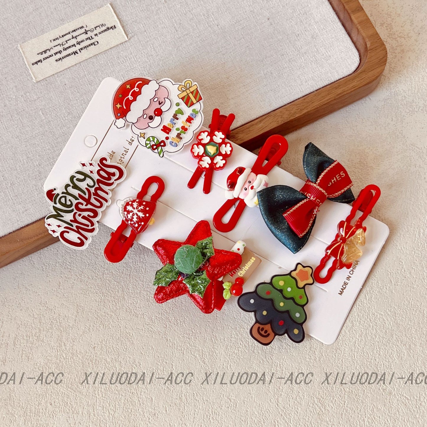 Kids Christmas Santa Hair Clip Set