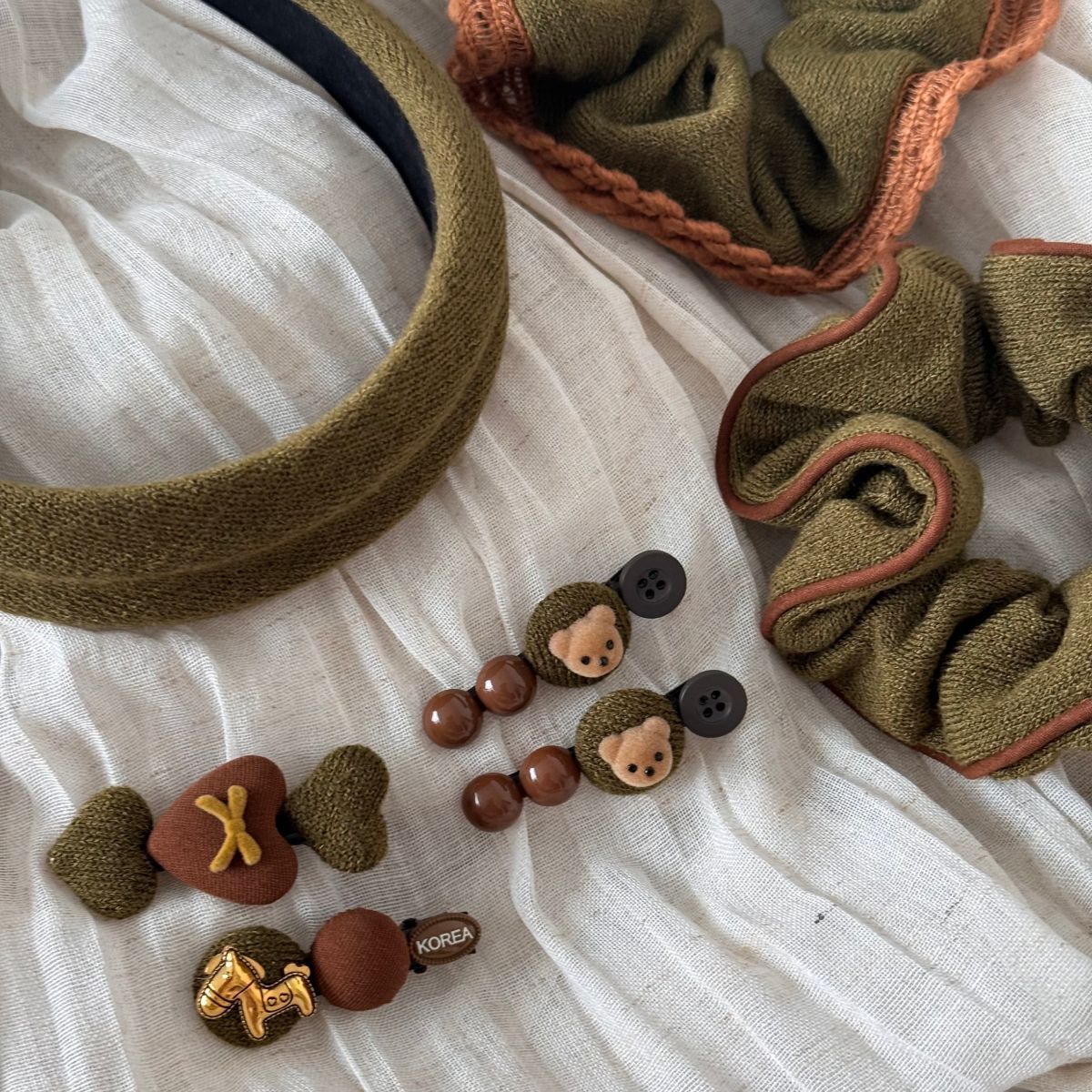 Cute Bear Fabric Hair Clip