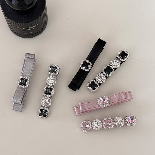 Satin Stone Bow Hair Clip