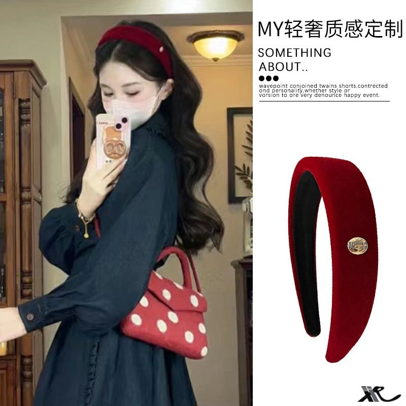 Angora Red Velvet Headband