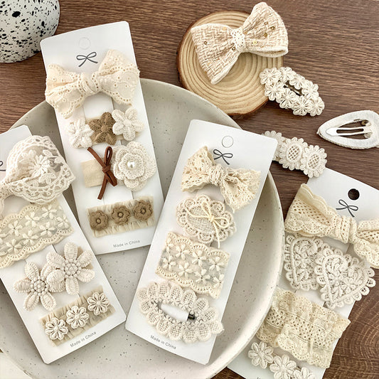 Milk Tea Lace Baby Hair Clip Set