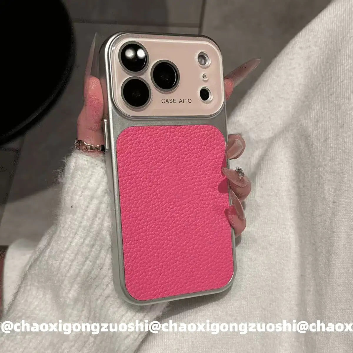 Vintage Litchi Texture Metal Frame iPhone Case