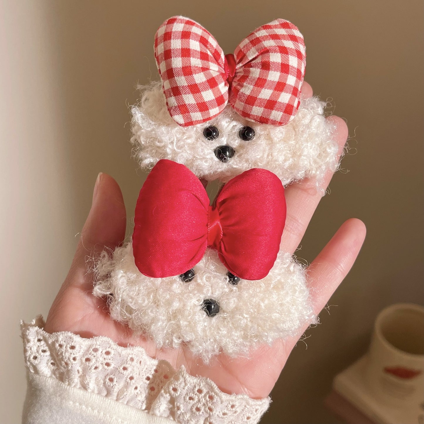Cute Teddy Dog Bow Hair Clip