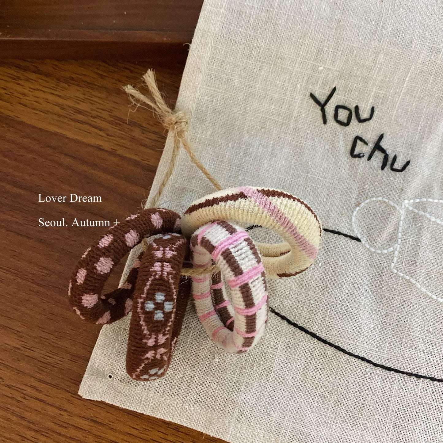 Set of 4 Ethnic Towel Hair Ties