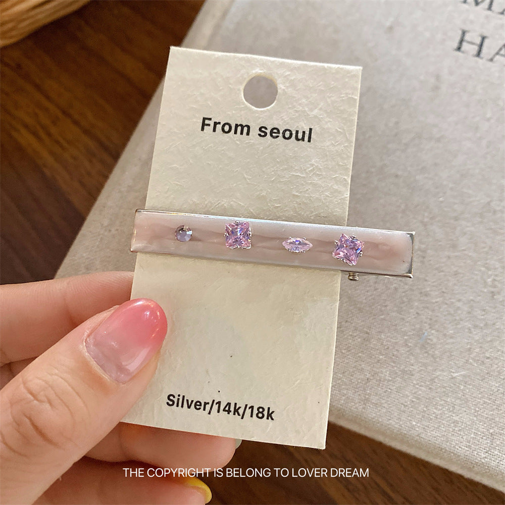 Pink Rhinestone Geometric Hair Clip