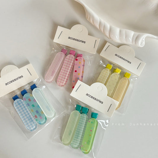 Sweet Jelly Plaid Hair Clip Set