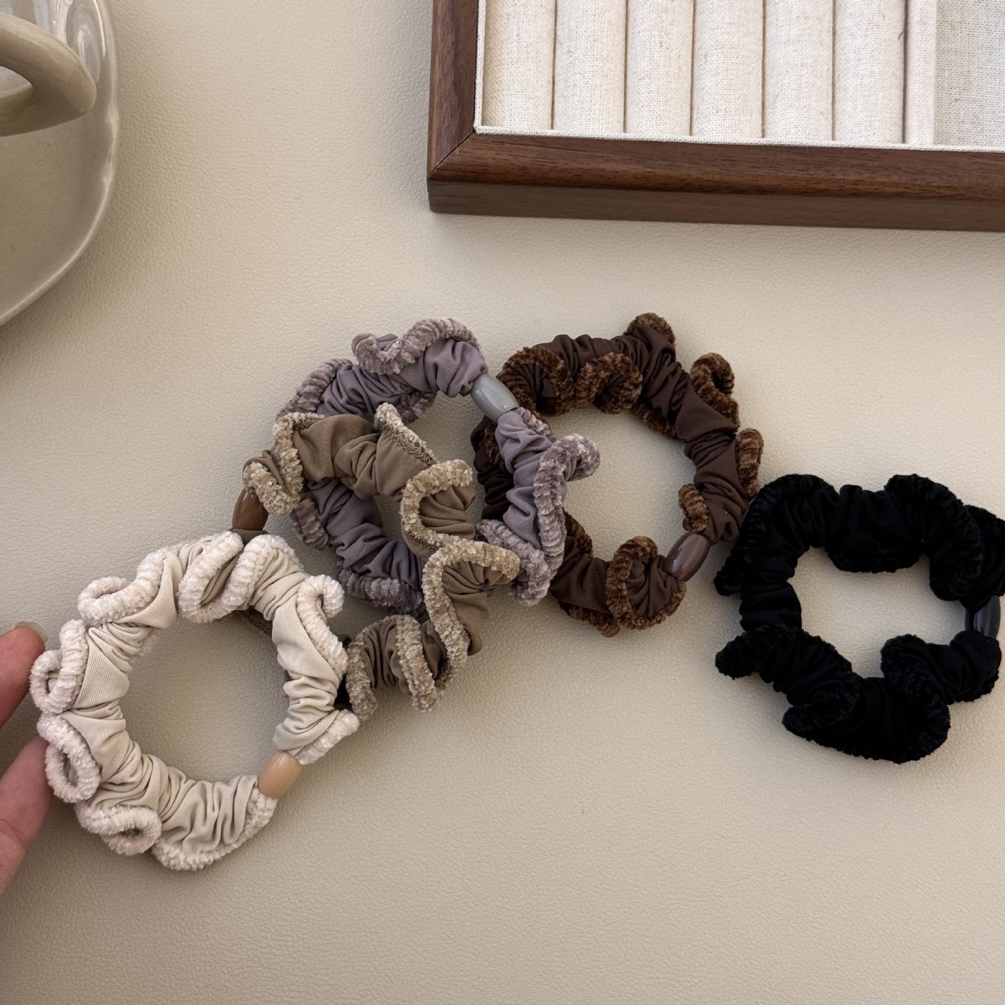 Fuzzy Ruffle Hair Scrunchie