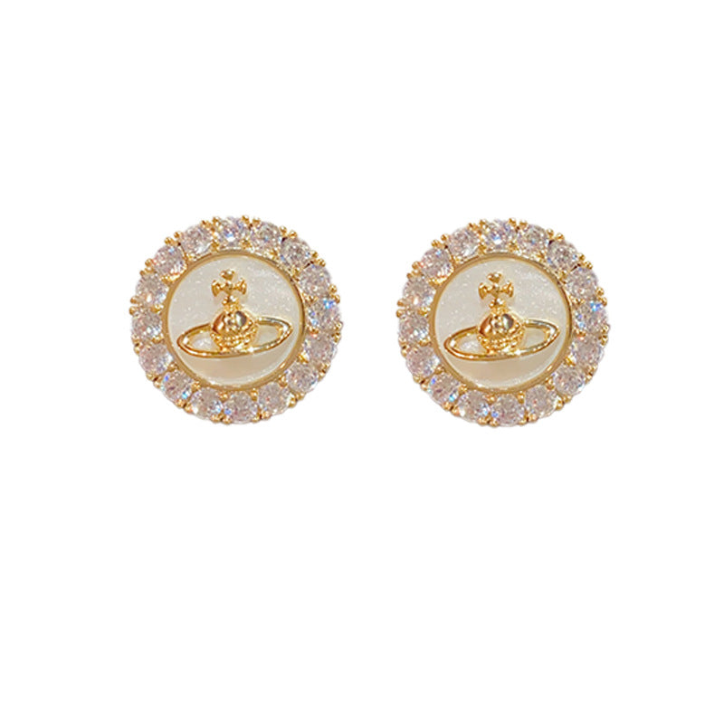 Imperial Bloom — Round Pavé Stud Earrings