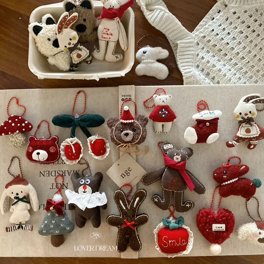 Red Christmas Bear & Cherry Keychain