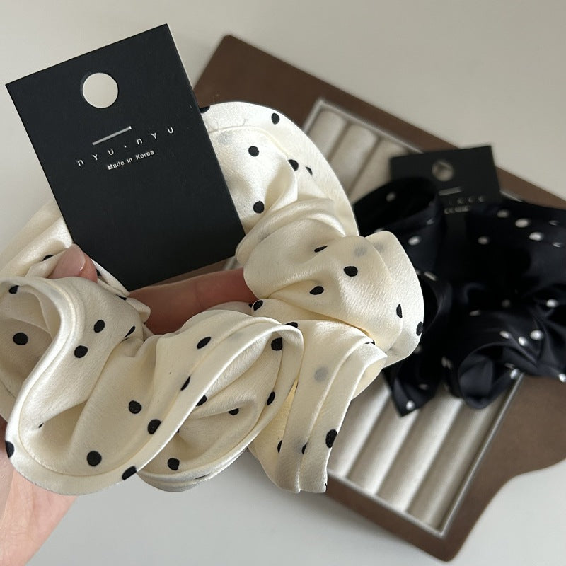 Polka Dot Satin Scrunchie