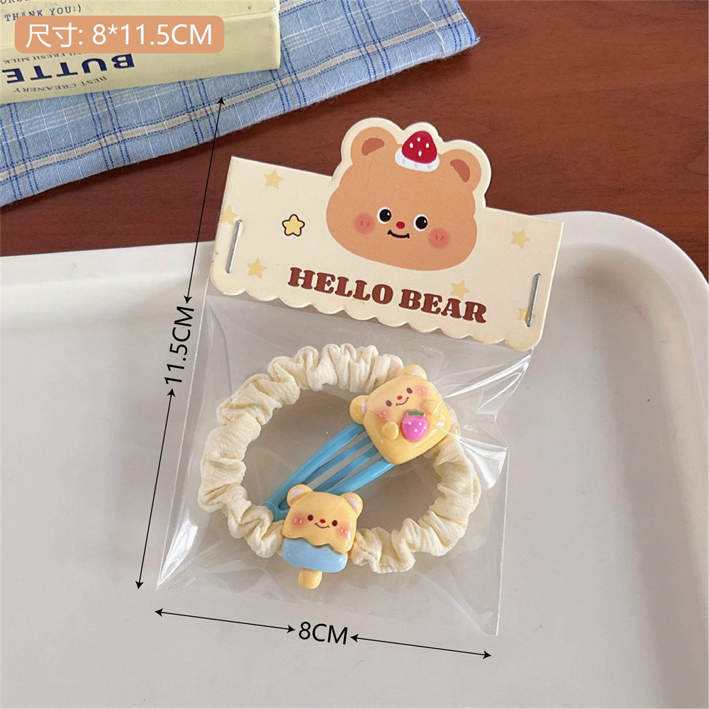 Cream Bear Hair Accessory Set