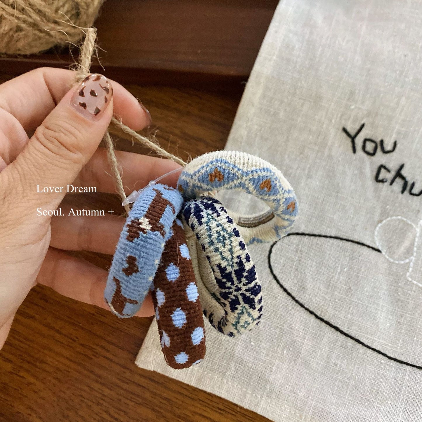 Set of 4 Ethnic Towel Hair Ties