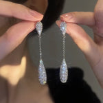 Crystal Drop – Long Pavé Zircon Earrings
