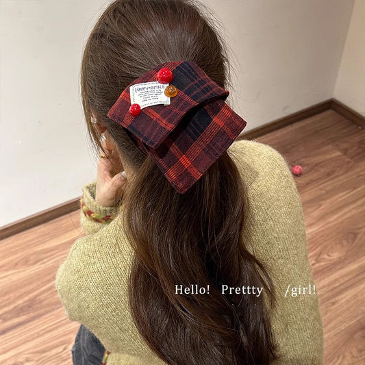 Korean Plaid Scarf Hair Scrunchie