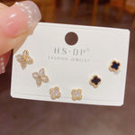 Clover Harmony — Petite Four-Leaf Flower Stud Earrings Set