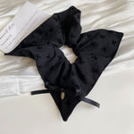 Gray Bow Fabric Hair Scrunchie