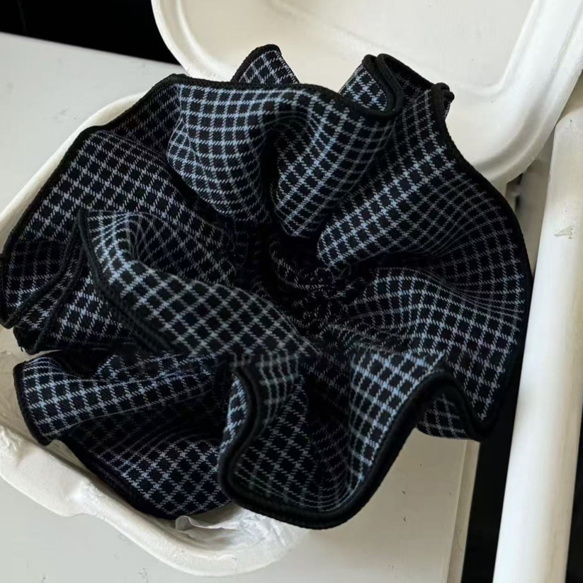 Blue Plaid Oversized Scrunchie