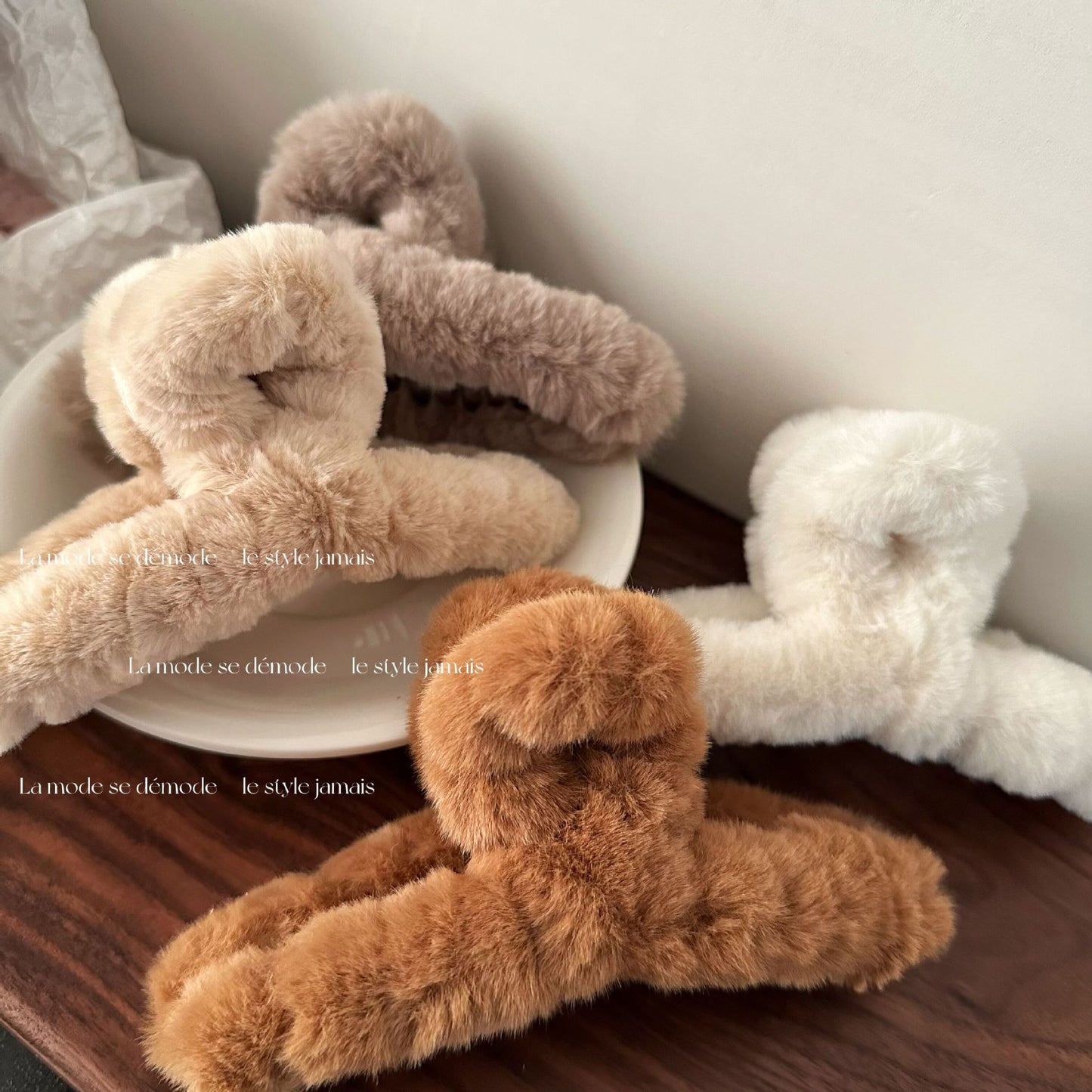 Autumn Winter Plush Wrapped Hair Claw