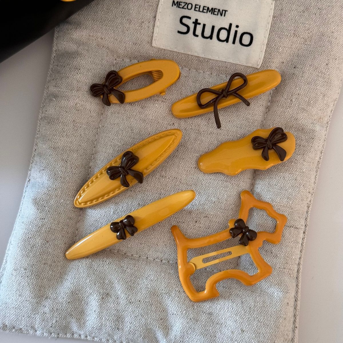 Yellow Coffee Bow Hair Clip