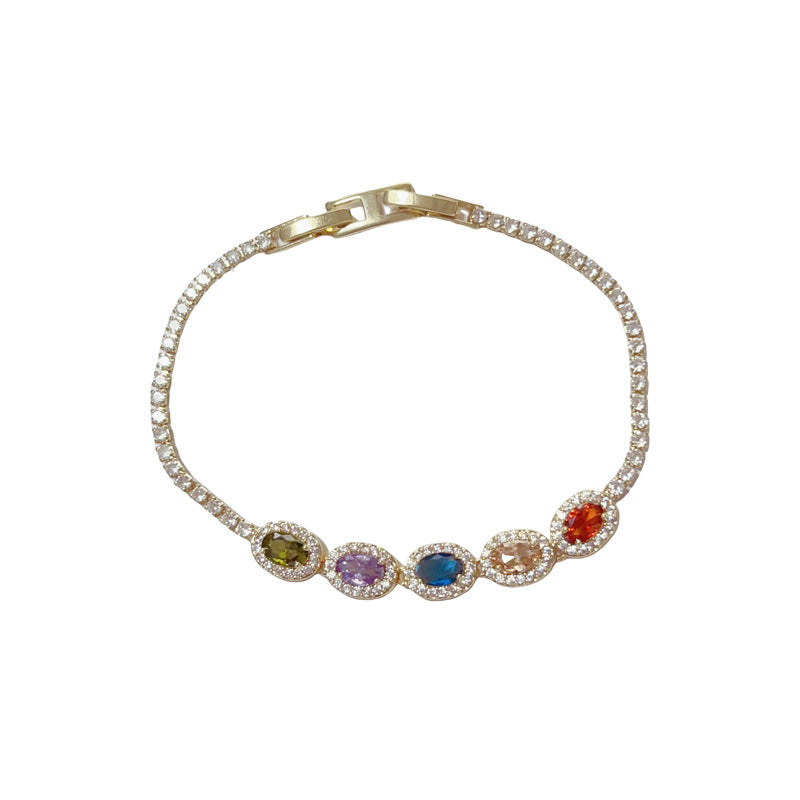 Prismatic Charm — Full Color Zircon Adjustable Bracelet