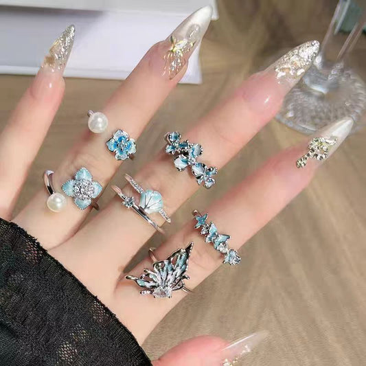 Butterfly Gradient Enamel Flower Ring