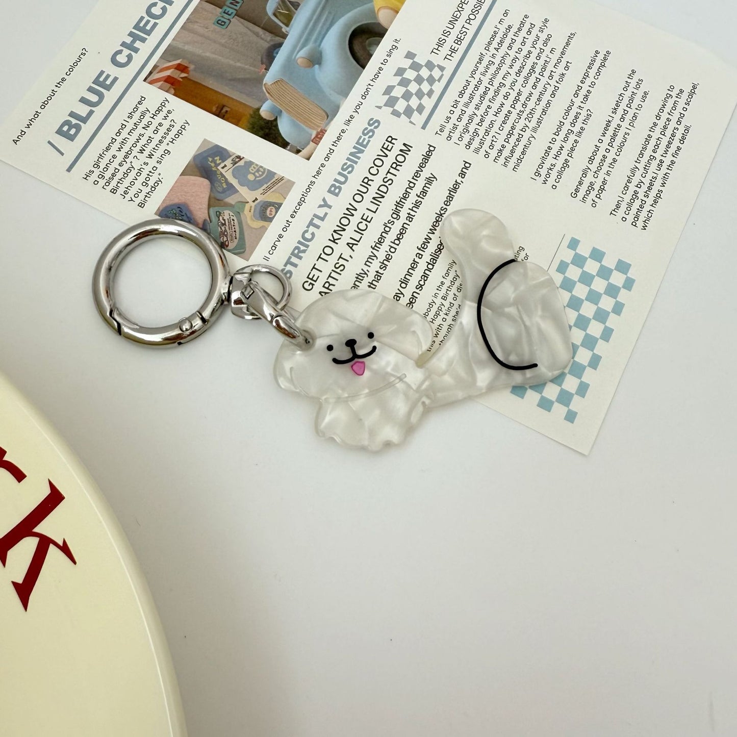 Cat Watermelon Acetate Comb Keychain