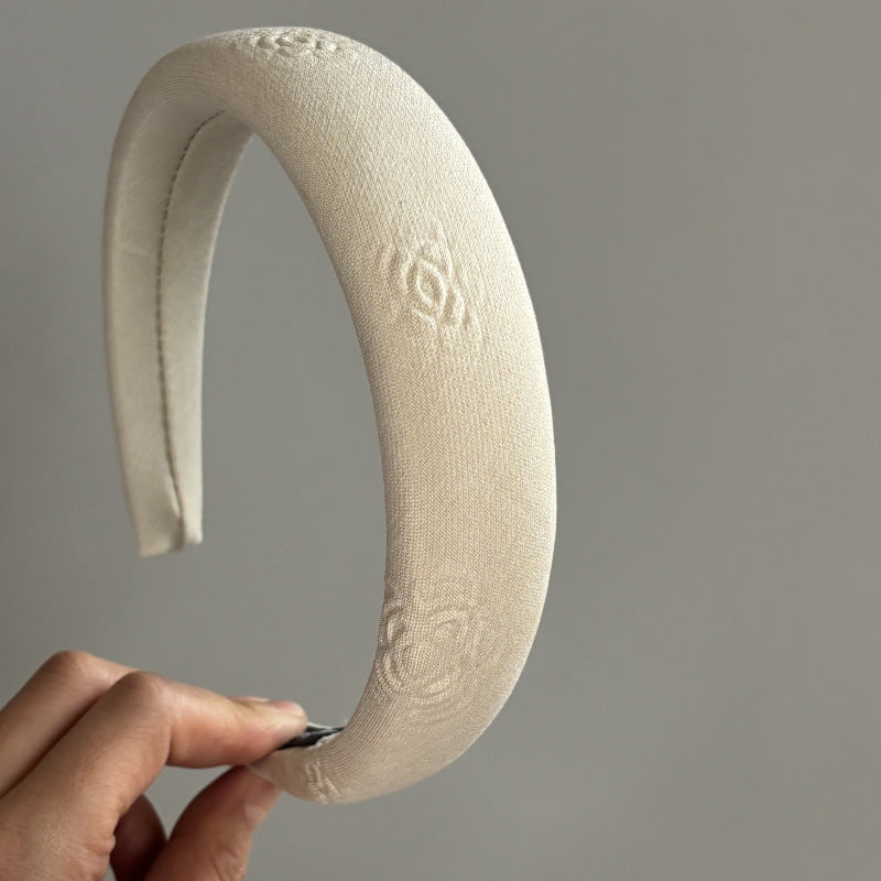 Embossed Floral Pearl Hair Scrunchie