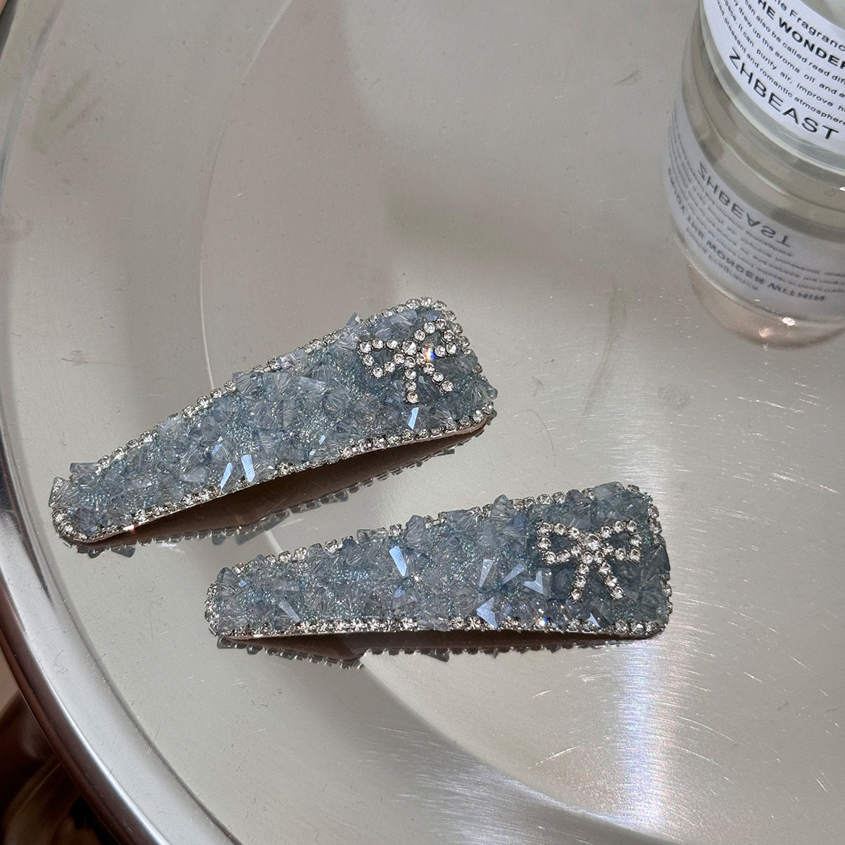 Blue Crystal Bow Hair Clip