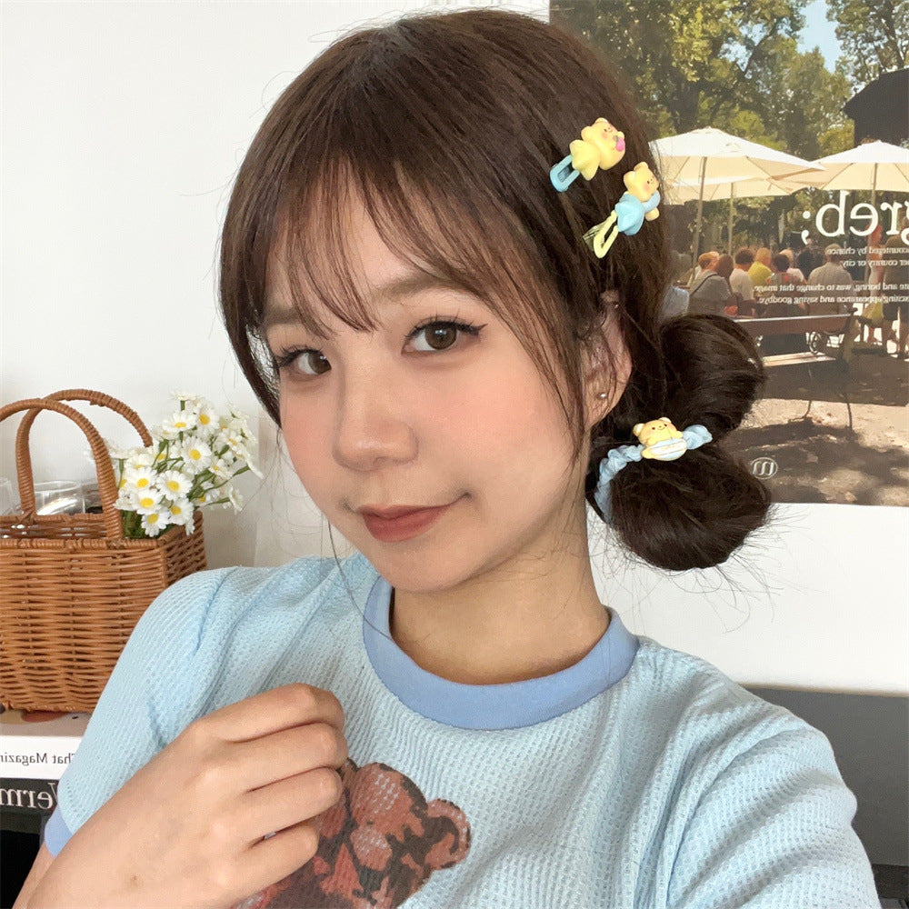 Cream Bear Hair Accessory Set