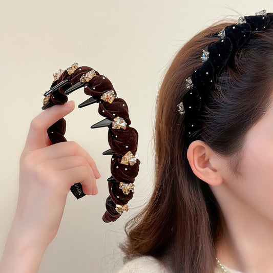 Starry Velvet Crystal High-Top Headband