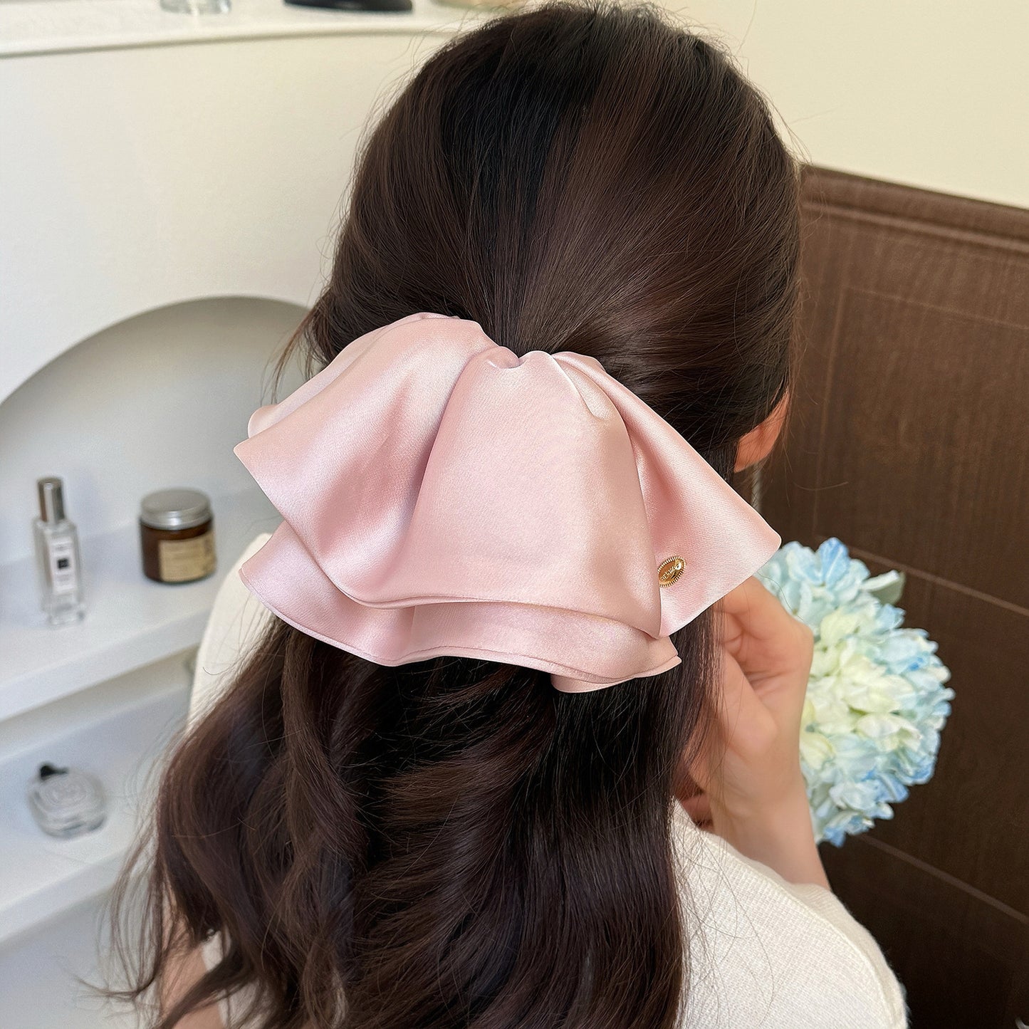 Satin Bow Ponytail Claw Clip