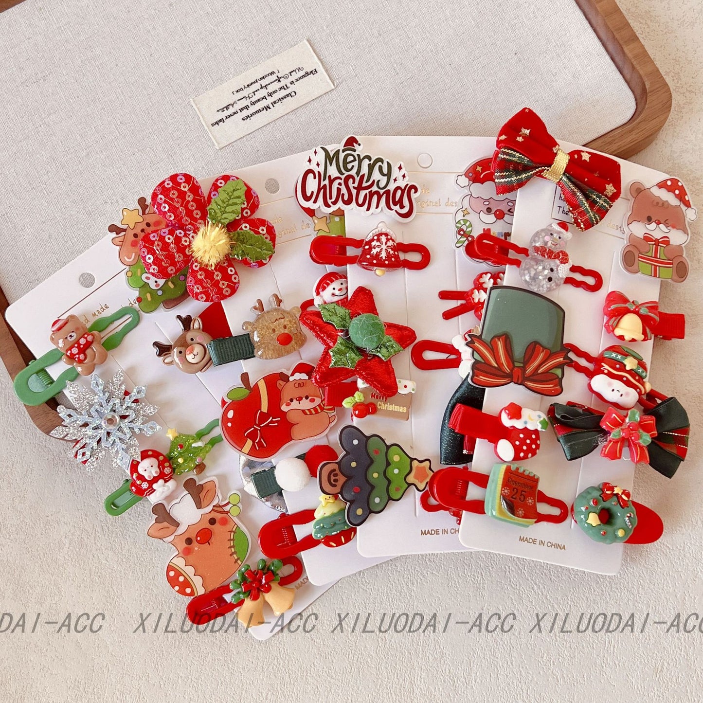 Kids Christmas Santa Hair Clip Set