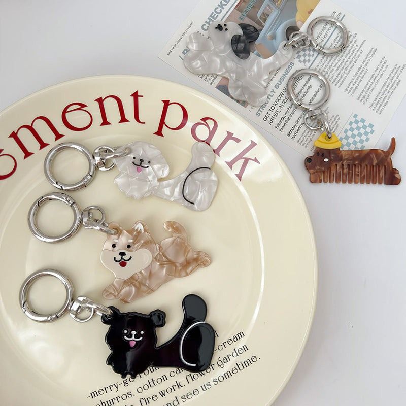 Cat Watermelon Acetate Comb Keychain