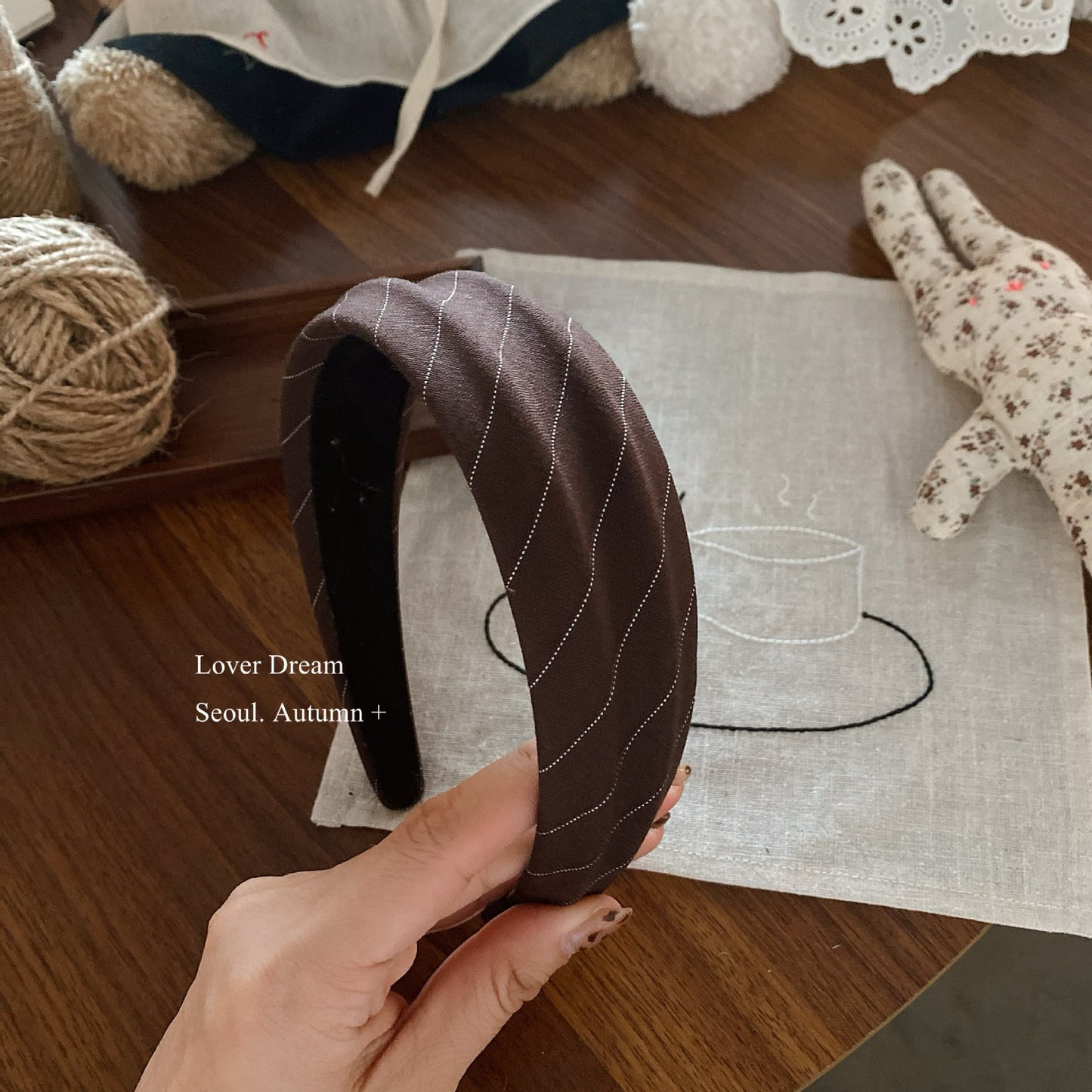 Brown Floral Plaid Headband