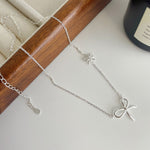 Twilight Grace – S925 Silver Twin Bow Necklace