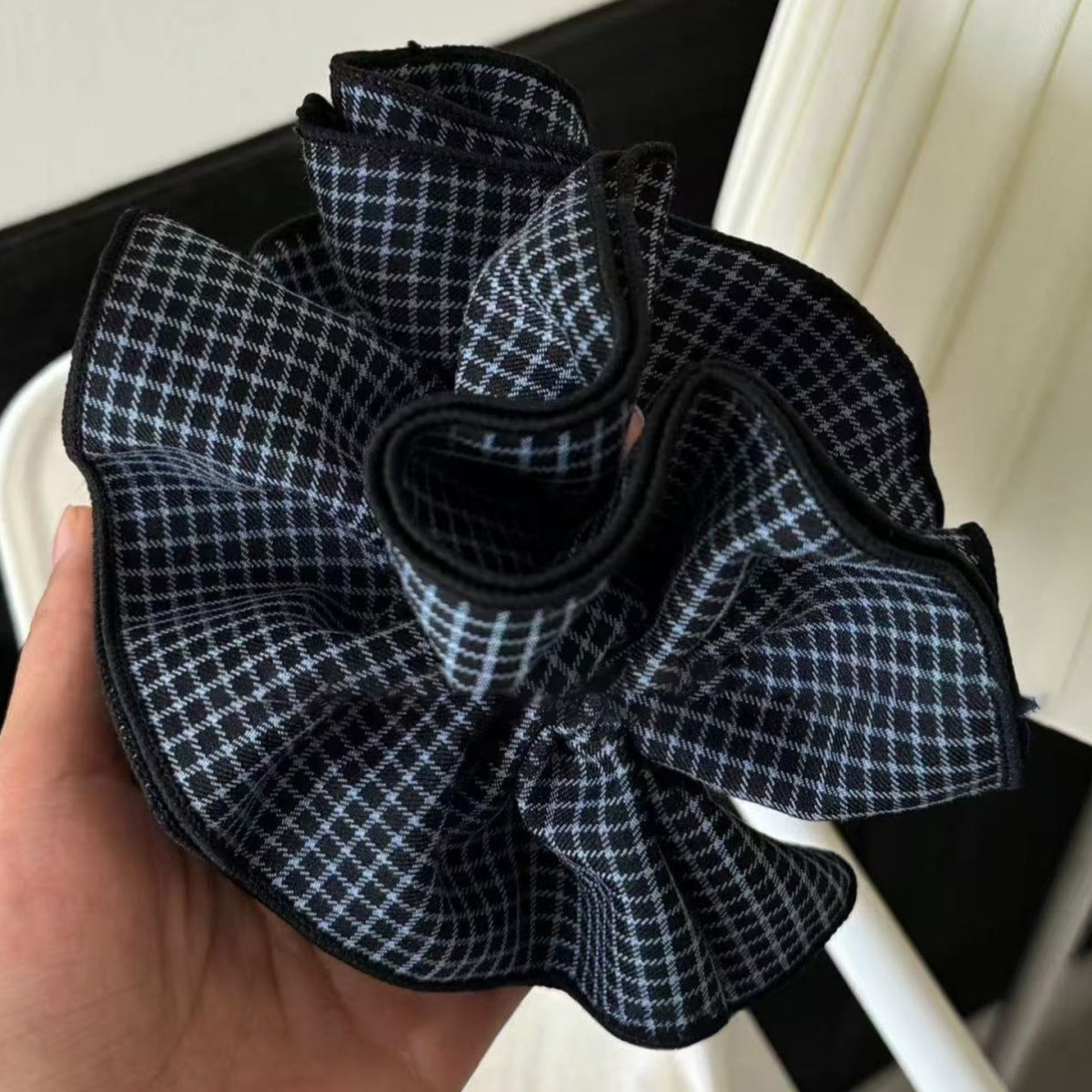 Blue Plaid Oversized Scrunchie