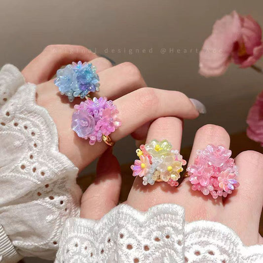 Hydrangea Beaded Statement Ring