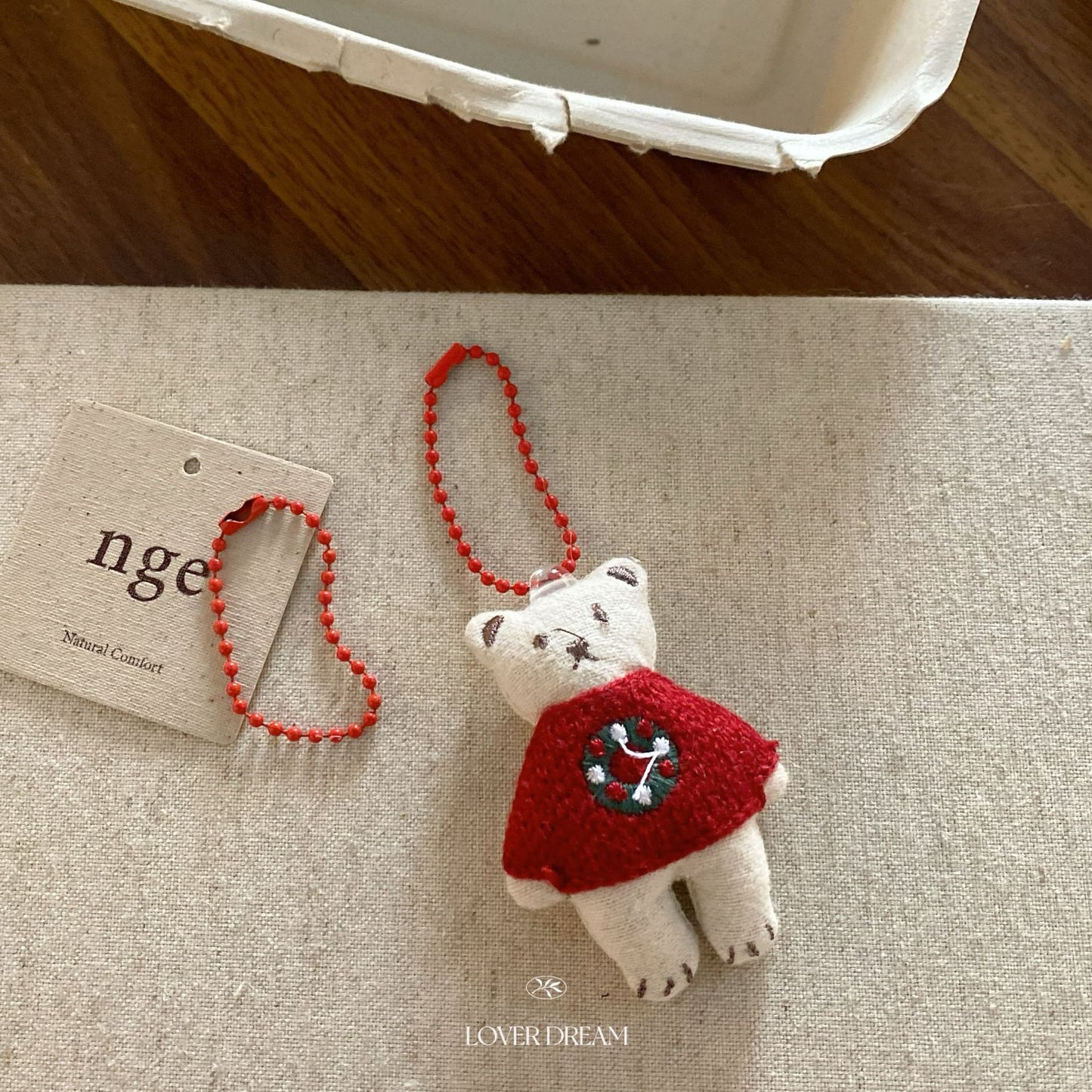 Red Christmas Bear & Cherry Keychain