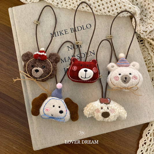 Plush Bear & Dog Keychain