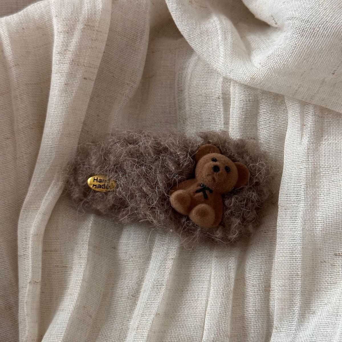 Plush Teddy Bow Hair Clip