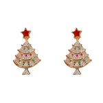 Festive Glow — Unique Sparkling Tree Drop Earrings